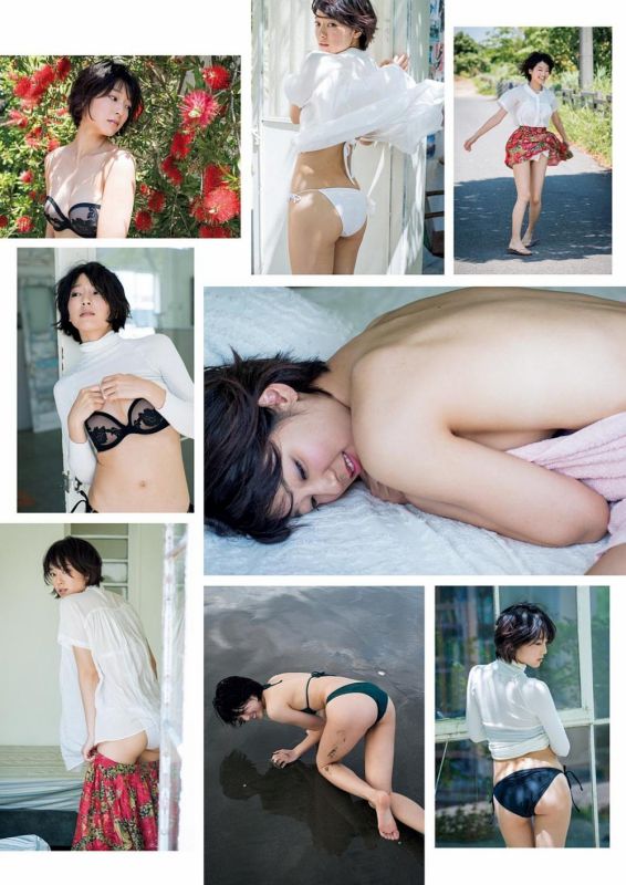 短发美女梨木麻衣沙滩比基尼写真